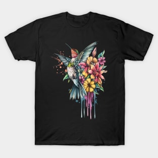 Floral Humming Bird Logo Design T-Shirt